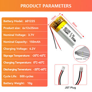 Oem מותאם אישית <span class=keywords><strong>3.7v</strong></span> 150mah סוללת ליתיום פולימר 601225 מודל עבור אוזניות אלחוטיות במקרה של תיק 601520 תא כיס - Product Image 3