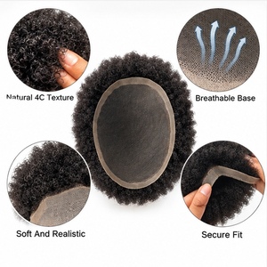Toupet pour Homme Africain – Prothèse Capillaire Humaine Frisée Crépue Serrée 4C, Base Invisible en Dentelle et Closure pour un Aspect Afro Naturel - Product Image 2