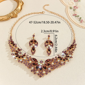 Conjunto de Collar y Pendientes de Cristal con Diseño Exagerado y Atmosférico para Europa y América, Cadena de Aleación para Novia, Regalo para Mujer - Product Image 2