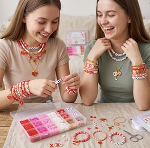 Set de Cuentas de Arcilla Polimérica para el Día de San Valentín, 24 Rejillas, Cuentas Heishi Planas, Kit de Dijes Esmaltados para Pulseras, Collares y Manualidades DIY - Product Image 3