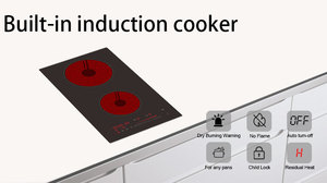 Table de cuisson encastrable en céramique à double brûleur 3000W avec contrôle tactile par capteur OEM ODM - Product Image 2