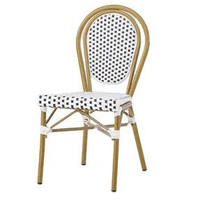 Французские плетеные стулья с белым плетеным сиденьем бамбуковая рамка бистро без подлокотников стул из ротанга для кафе и столовой
