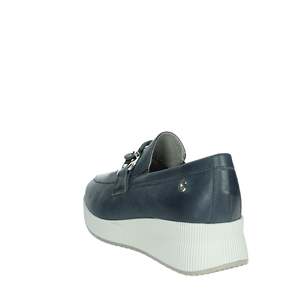 Zapatos Mocasines de Plataforma de Cuero Azul Cinzia Soft Donna para Mujer, con Suela Acolchada y Diseño en Relieve, para Todas las Temporadas - Product Image 1