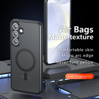Texture de peau mate protection antichoc magnétique pour Samsung Galaxy S24 FE couverture de téléphones portables transparente pour Galaxy S25Ultra