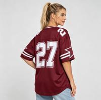 Maillot de football personnalisé pour femme, col en V, manches courtes, coupe oversize, imprimé par sublimation, haut ample pour le sport et les événements festifs