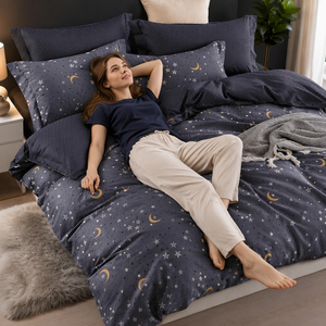 Poland Stock <b>Celestial</b> Star Moon Cotton <b>Bedding</b> Set Grey Gold Crescent Duvet Cover for B&B EU Dropshipping 3pcs - Product Image 6