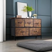 Commode pour chambre à coucher avec 5 tiroirs Commode longue en tissu Tiroir de rangement avec bacs en tissu