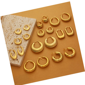 DAIHE Fashion <strong>Jewelry</strong> 18k Gold Plated Waterproof Earrings Women Luxury <strong>Stainless</strong> <strong>Steel</strong> Hoop Earrings - Product Image 1