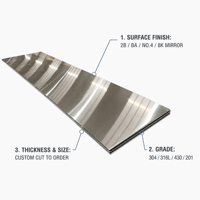 Plaque en acier inoxydable poli miroir 8K, plaque SS polie 1219x2438mm pour décoration murale et plafond d'hôtel de luxe