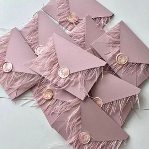 Enveloppe de luxe personnalisée avec fermeture à plumes, perles, écologique, pour cadeau, Saint-Valentin, anniversaire, <span class=keywords><strong>mariage</strong></span>, Thanksgiving, avec logo estampé et doublure - Product Image 2