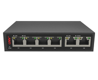ONV 10/100/1000M 6 Port Poe Switch dengan 4 Port Gigabit Poe dan 2 Gigabit Uplink Ethernet Unmanaged Smart Switch