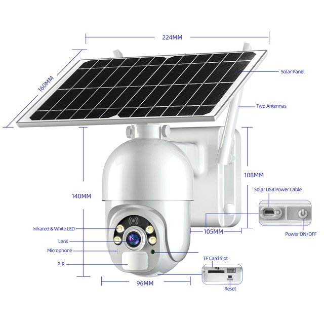 Wireless Outdoor Smart Camera Solar Panel Battery Security Camera 4G Night Vision Solar Power CCTV Camera System
