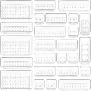 Juego de Organizadores de <span class=keywords><strong>Cajones</strong></span> de Plástico Transparente, Bandejas Organizadoras Versátiles de 5 Tamaños <span class=keywords><strong>para</strong></span> Baño y Tocador, Utensilios de Cocina - Product Image 1