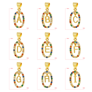 Colgante de <span class=keywords><strong>Letra</strong></span> Inicial con Micro Pavé de Circonitas Cúbicas Arcoíris, Charm de Alfabeto Colorido, Chapado en Oro de 18K, para Fabricación de Joyas DIY, Pulseras <span class=keywords><strong>y</strong></span> Collares - Product Image 3