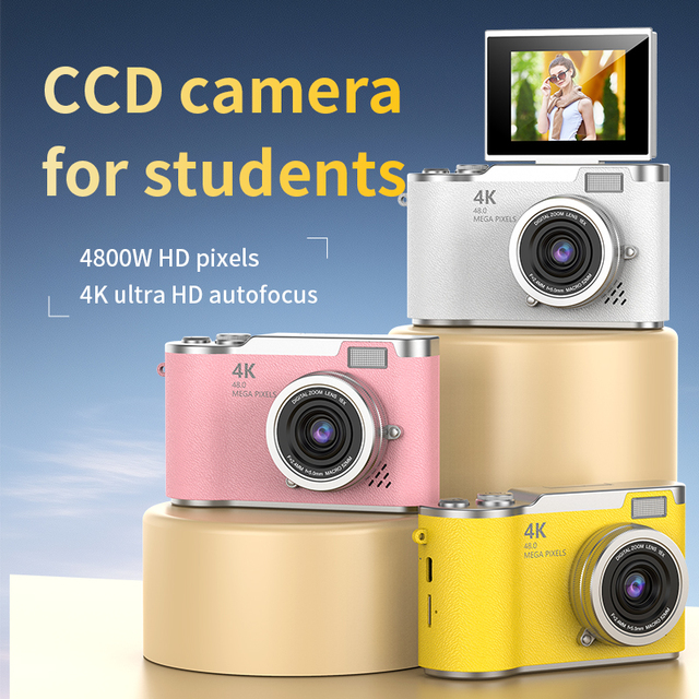 Wholesale Retro CCD Digital Camera 48MP 4K HD 8X Digital Zoom Anti-shake Macaron Color Pocket Camera For Student Gift Vlogging