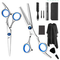 Hot 10pcs Set Pro Kit de ciseaux de coiffure DIY Ciseaux de coupe de cheveux Brosse à cheveux et peigne de toilettage Outil de coiffure de barbier