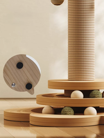 Arbre à chat en bois de style moderne, griffoir en sisal, jouets pour chat, écologique, durable, facile à assembler, pliable, pour intérieur, 1 niveau, emballé