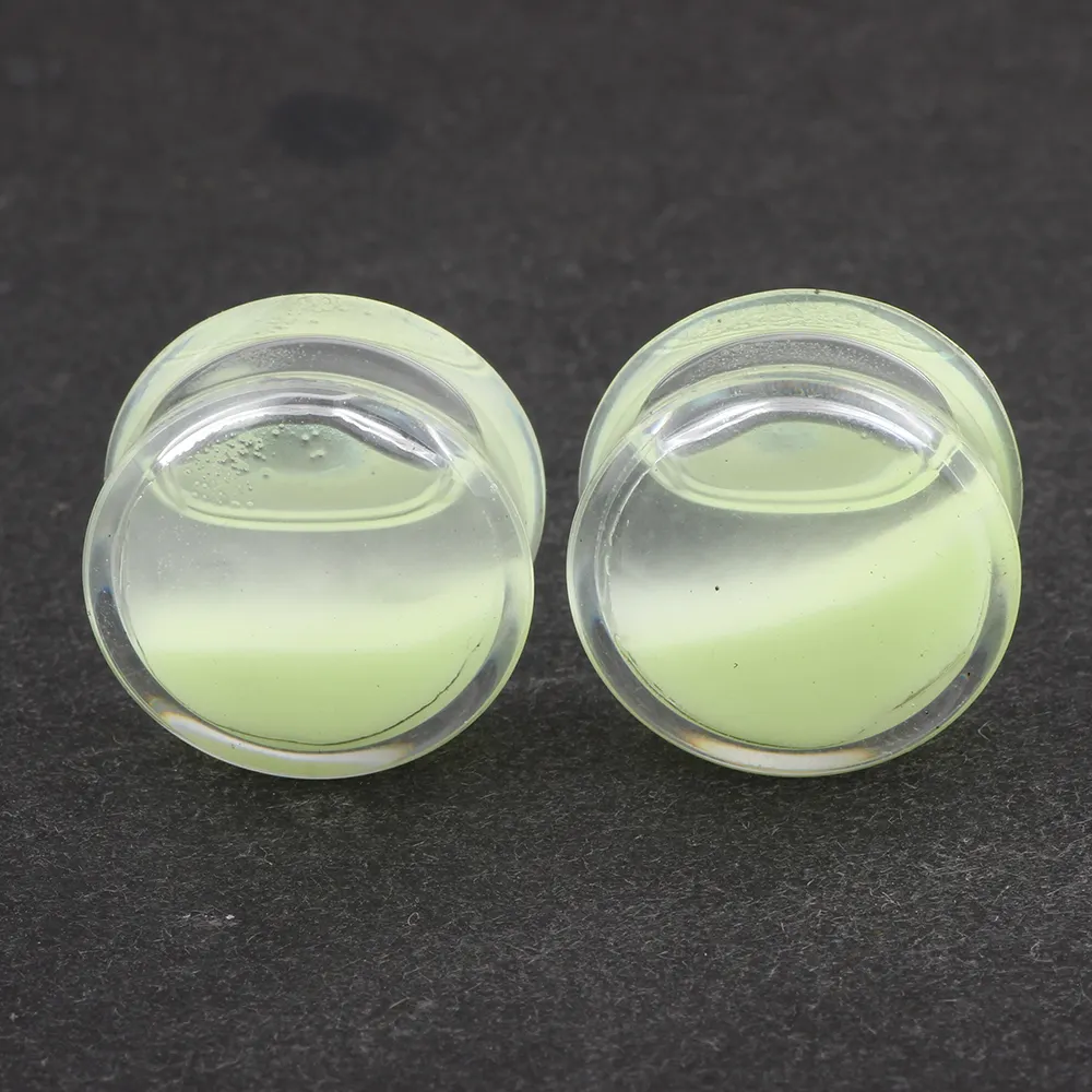 6-16ミリメートルWholesale Acrylic Clear Glow InダークLiquid Ear PLugs Flesh Tunnels Double Flare Ear Piercing Body Stretcher Gauges Kit