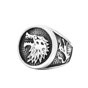 Anillo de Cabeza de Lobo de Acero Inoxidable para Hombre Yueli, Estilo Nórdico Retro Vintage, Joyería Animal con Acabado Desgastado - Product Image 5