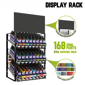 Giá trưng bày sơn xịt bán lẻ với 3 tầng và 28 khe kim loại để đựng chai sơn - Product Image 3