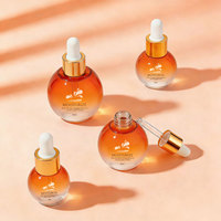 Flacons en verre pour sérum facial rond et luxueux de 10 ml, 20 ml, 30 ml, 50 ml, personnalisés, avec compte-gouttes, pour huiles essentielles