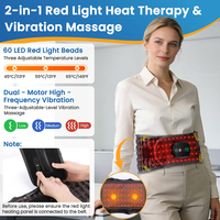 USB-Aufladbarer LED-Therapie-Heiz-Vibrations-Lendenwirbelstütze-Massagegürtel Aufblasbarer Rückendekompressions-Stützgürtel Taillenmassagegürtel