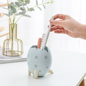 Dinosaur Egg Storage Bucket Round Cartoon Design Desk Organizer With Legs Blue Pink Green Color Options - Product Image 2