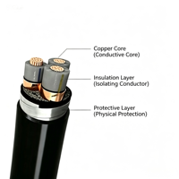 Cable de Alimentación Blindado de Media Tensión YJV22 de 3 Núcleos, 8.7/15kV, Estándar IEC 60502-2, con Aislamiento XLPE y Blindaje de Cobre, para Entierro Directo