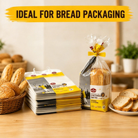 Bolsas de pan de LDPE de grado alimenticio con base reforzada para exhibición en panadería, empaque de sándwiches, panes, almacenamiento de ensaladas y pasteles