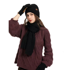 <span class=keywords><strong>Ensemble</strong></span> 3 pièces pour <span class=keywords><strong>femme</strong></span> : <span class=keywords><strong>bonnet</strong></span> jacquard imprimé, <span class=keywords><strong>écharpe</strong></span> longue et gants tricotés chauds pour sports d'hiver en extérieur, ski et course à pied - Product Image 3