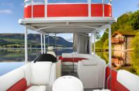 Bateau ponton en aluminium à deux étages durable de 25 pieds avec moteur puissant pour les longues croisières, la pêche et les loisirs.