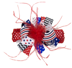 Noeuds pour cheveux faits à la main de haute qualité en gros pour le 4 juillet, accessoires pour cheveux pour filles, pour la fête de l'indépendance, rouge, blanc, bleu marine - Product Image 3