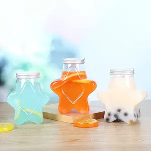 Food Grade Star Shape Beverage Bottle Clear Plastic PET 300ml 400ml 500ml Juice Fun Shape Bottle