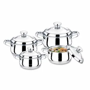 New Design Stainless Steel Pots With Handle And Water Pot Set Of Kitchen Cooking Pot Set Stainless Steel Europe Glass Lid