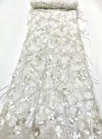 Tissu en tulle doré antique avec sequins, pompons et perles, richement orné, pour la couture nuptiale, plusieurs couleurs en stock, livraison rapide
