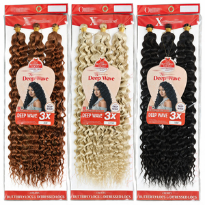 Extension per capelli sintetici <span class=keywords><strong>Ocean</strong></span> <span class=keywords><strong>Wave</strong></span> 3X Deep <span class=keywords><strong>Wave</strong></span> a trama singola, tinta, per trecce ricce, all'ingrosso - Product Image 1