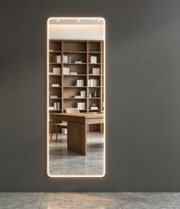 Espejo de Pared LED con Marco de Aleación de Aluminio, Diseño Art Deco, Superficie de Vidrio, Borde Iluminado, para Uso Doméstico - Product Image 5