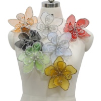 Nouvelle broche 3D en fil métallique avec strass, applique rose pour robe de bal, grande embellissement florale