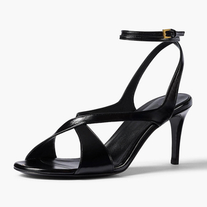 Sandali da Donna <span class=keywords><strong>con</strong></span> Cinturino Incrociato e Fibbia alla Caviglia, Punta Rotonda, Tacchi Eleganti da Sera, Sandali in Pelle Esotica, Vendita all'Ingrosso OEM - Product Image 6