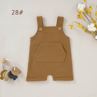 Salopette bébé extensible en coton biologique avec bretelles et poche kangourou, salopette courte pour bébé