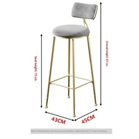 Tabouret de bar de style nordique de luxe avec structure métallique, minimaliste et tendance, pour café et restaurant, dossier haut, best-seller, mobilier de bar d'exportation