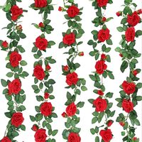 Guirnalda de Flores Artificiales de Rosas D462 de 6.5 pies, Guirnalda de Seda para Colgar en Interiores, Decoración para Bodas y Fiestas