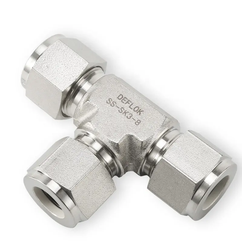 Compression Tube Fitting manufacturers & suppliers tubing unions 3/8 316 Stainless steel NPT Equal Union Tee connector