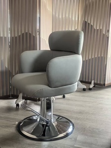 Fauteuil de Barbier Hydraulique Moderne avec Base Ronde en Fer, Chaise de Coiffure Réglable avec Repose-Pieds Ergonomique et Siège Inclinable - Product Image 3