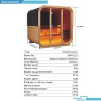Sauna de madera maciza de hemlock de gran tamaño para patio exterior Sunrans, con ducha de vapor seco y húmedo, 2m, SPA tradicional, hecho en China