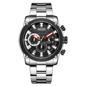 Megir 2134 Top Brands Silver Gents Quart Watches Men Wrist Watches Complete Calendarstainless Steel Back Water Resistant Watch - Product Image 2