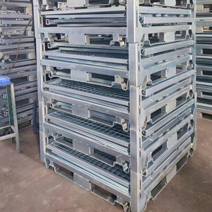 Yougu Ağır Hizmet Tipi Galvanizli Çelik Toz Boyalı İstiflenebilir Katlanabilir Endüstriyel Depo Konteyneri Stillage Kafes Konteyner Kutusu - Product Image 1