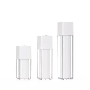 Free sample serum twist up lotion bottles 15ml 30ml 50ml square airless pump bottle