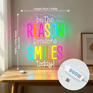 Sii la <span class=keywords><strong>Ragione</strong></span> per cui Qualcuno Sorride Oggi - Insegna al Neon LED Multicolore Alimentata via USB, Luce Neon Motivazionale per Aula e Cameretta dei Bambini - Product Image 2