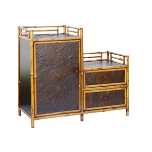 Meilu Bamboo Cliff Rock Tea House, Meuble de rangement pour service à thé, style rétro zen, haut et bas, en bambou, étagère antique, pour entrée - Product Image 5